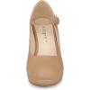 imageAllegra K Womens Platform Round Toe Ankle Strap Mary Jane Shoes Pump Stiletto Heel PumpsNude
