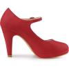 imageAllegra K Womens Platform Round Toe Ankle Strap Mary Jane Shoes Pump Stiletto Heel PumpsRed