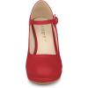 imageAllegra K Womens Platform Round Toe Ankle Strap Mary Jane Shoes Pump Stiletto Heel PumpsRed