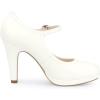 imageAllegra K Womens Platform Round Toe Ankle Strap Mary Jane Shoes Pump Stiletto Heel PumpsWhite