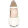imageAllegra K Womens Platform Round Toe Ankle Strap Mary Jane Shoes Pump Stiletto Heel PumpsWhite