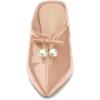 imageAllegra K Womens Pointed Toe Pearl Bow Chunky Heel Slides MulesNude