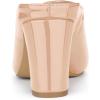 imageAllegra K Womens Pointed Toe Pearl Bow Chunky Heel Slides MulesNude