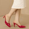 imageAllegra K Womens Pointed Toe Stiletto Heels Slide MulesRed