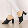 imageAllegra K Womens Slip on Block Heel Slide SandalsBlack