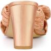 imageAllegra K Womens Slip on Pleated Bow Heels Chunky Heel Slouches Slides SandalsRose Gold