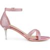 imageAllegra K Womens Sparkly Glitter Ankle Straps Stiletto Clear Heels SandalsPink