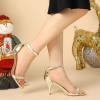 imageAllegra K Womens Stiletto Heels Rhinestone Ankle Strap SandalsGold