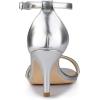 imageAllegra K Womens Stiletto Heels Rhinestone Ankle Strap SandalsSilver