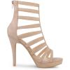 imageAllegra K Womens Stiletto Platform Heels Strappy Gladiator Heel SandalsNude