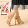 imageAllegra K Womens Strappy Platform Heels Stiletto Heel SandalsBeige