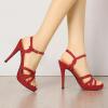 imageAllegra K Womens Strappy Platform Heels Stiletto Heel SandalsRed
