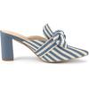 imageAllegra K Womens Stripe Bow Pointed Toe Block Heel Slides MulesLight Blue