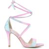 imageAllegra K Womens Tie Dye Lace Up Stiletto Heel SandalsBlue Pink