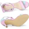 imageAllegra K Womens Tie Dye Lace Up Stiletto Heel SandalsBlue Pink