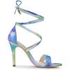 imageAllegra K Womens Tie Dye Lace Up Stiletto Heel SandalsGreen Blue