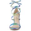 imageAllegra K Womens Tie Dye Lace Up Stiletto Heel SandalsGreen Blue