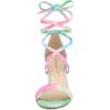 imageAllegra K Womens Tie Dye Lace Up Stiletto Heel SandalsGreen Pink