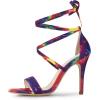 imageAllegra K Womens Tie Dye Lace Up Stiletto Heel SandalsPurple