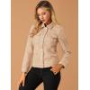 imageAllegra K Womens TurnDown Collar Flap Pockets Snap Button Faux Suede JacketApricot Pink