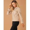 imageAllegra K Womens TurnDown Collar Flap Pockets Snap Button Faux Suede JacketApricot Pink