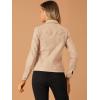 imageAllegra K Womens TurnDown Collar Flap Pockets Snap Button Faux Suede JacketApricot Pink
