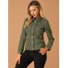 imageAllegra K Womens TurnDown Collar Flap Pockets Snap Button Faux Suede JacketArmy Green