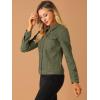 imageAllegra K Womens TurnDown Collar Flap Pockets Snap Button Faux Suede JacketArmy Green