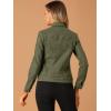 imageAllegra K Womens TurnDown Collar Flap Pockets Snap Button Faux Suede JacketArmy Green