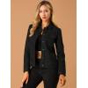 imageAllegra K Womens TurnDown Collar Flap Pockets Snap Button Faux Suede JacketBlack