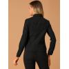 imageAllegra K Womens TurnDown Collar Flap Pockets Snap Button Faux Suede JacketBlack