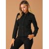 imageAllegra K Womens TurnDown Collar Flap Pockets Snap Button Faux Suede JacketBlack
