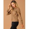 imageAllegra K Womens TurnDown Collar Flap Pockets Snap Button Faux Suede JacketBrown