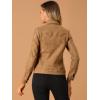 imageAllegra K Womens TurnDown Collar Flap Pockets Snap Button Faux Suede JacketBrown