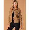 imageAllegra K Womens TurnDown Collar Flap Pockets Snap Button Faux Suede JacketBrown