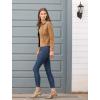 imageAllegra K Womens TurnDown Collar Flap Pockets Snap Button Faux Suede JacketBrown