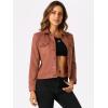 imageAllegra K Womens TurnDown Collar Flap Pockets Snap Button Faux Suede JacketCaramel