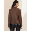 imageAllegra K Womens TurnDown Collar Flap Pockets Snap Button Faux Suede JacketCoffee
