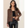 imageAllegra K Womens TurnDown Collar Flap Pockets Snap Button Faux Suede JacketCoffee