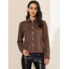 imageAllegra K Womens TurnDown Collar Flap Pockets Snap Button Faux Suede JacketCoffee