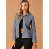 imageAllegra K Womens TurnDown Collar Flap Pockets Snap Button Faux Suede JacketGray
