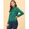 imageAllegra K Womens TurnDown Collar Flap Pockets Snap Button Faux Suede JacketGreen