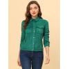 imageAllegra K Womens TurnDown Collar Flap Pockets Snap Button Faux Suede JacketGreen