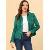 imageAllegra K Womens TurnDown Collar Flap Pockets Snap Button Faux Suede JacketGreen