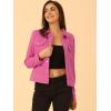 imageAllegra K Womens TurnDown Collar Flap Pockets Snap Button Faux Suede JacketHot Pink