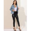 imageAllegra K Womens TurnDown Collar Flap Pockets Snap Button Faux Suede JacketLight Blue