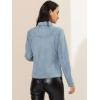 imageAllegra K Womens TurnDown Collar Flap Pockets Snap Button Faux Suede JacketLight Blue