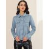 imageAllegra K Womens TurnDown Collar Flap Pockets Snap Button Faux Suede JacketLight Blue