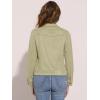 imageAllegra K Womens TurnDown Collar Flap Pockets Snap Button Faux Suede JacketLight Green
