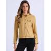 imageAllegra K Womens TurnDown Collar Flap Pockets Snap Button Faux Suede JacketLight Yellow